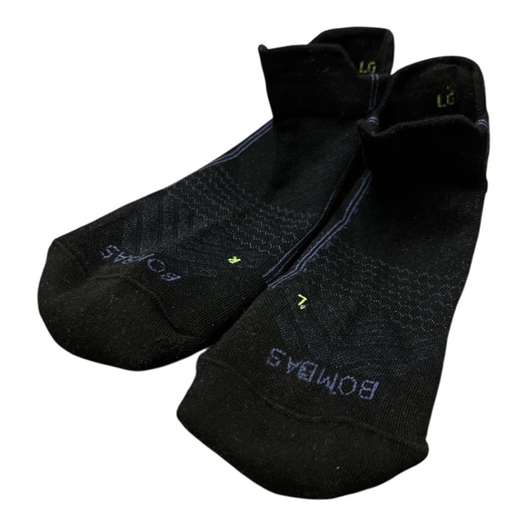 Bombas Black and Green Running Athletic Socks LG - Picture 2 of 7